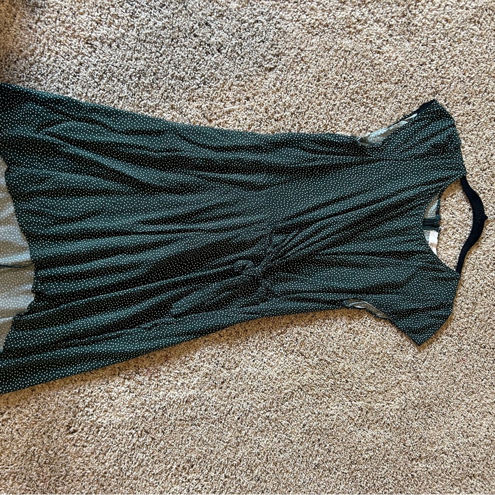 Loft Green Dress with White Polka Dots